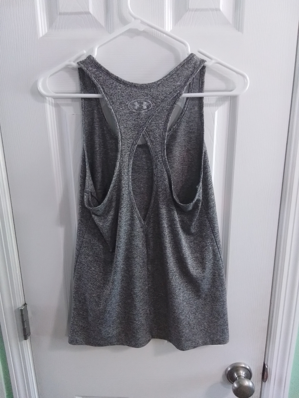 Under Armour Gray Racerback Tank with Coral Logo - Picture 3 of 3